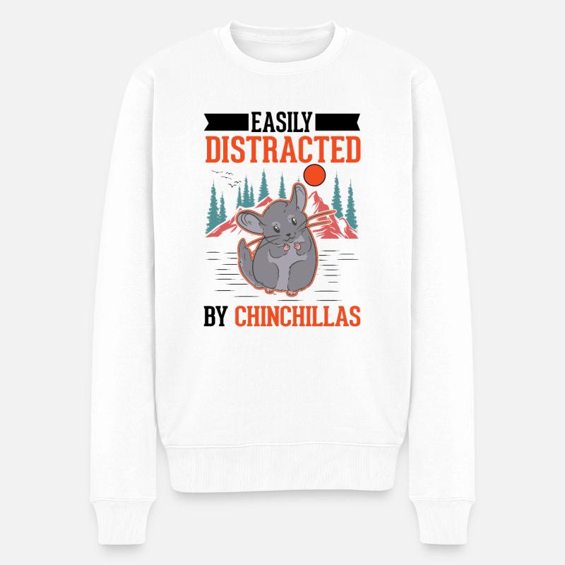 Facilement distrait par les chinchillas - Pull Premium bio Homme - blanc