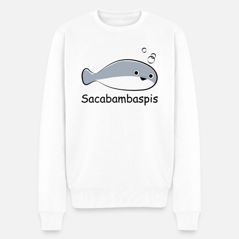 Fisch Meme - Männer Premium Bio Pullover - Weiß