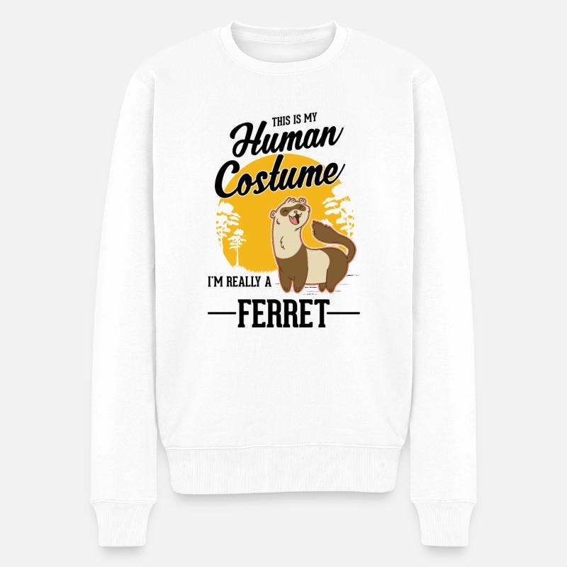 Frettchen Kostüm Halloween - Männer Premium Bio Pullover - Weiß