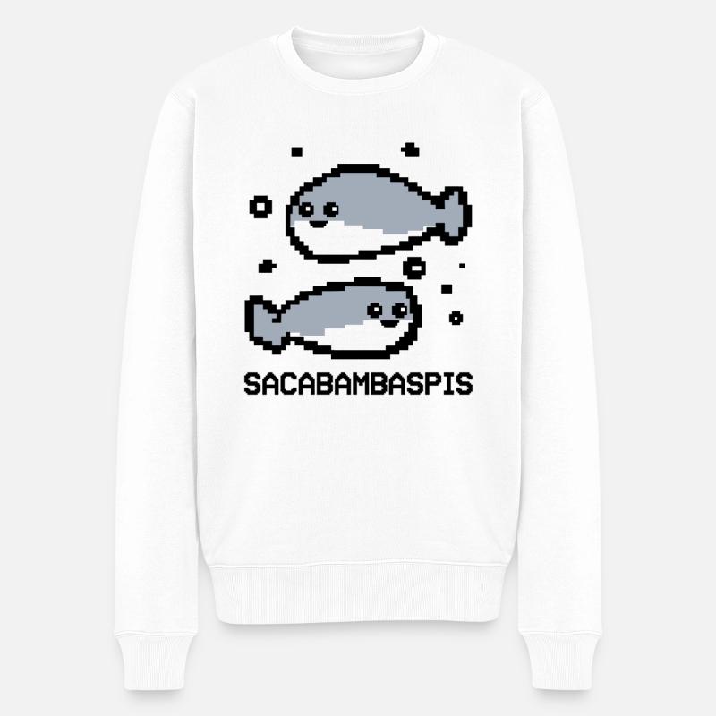 Poisson Meme Pixel Couple - Pull Premium bio Homme - blanc