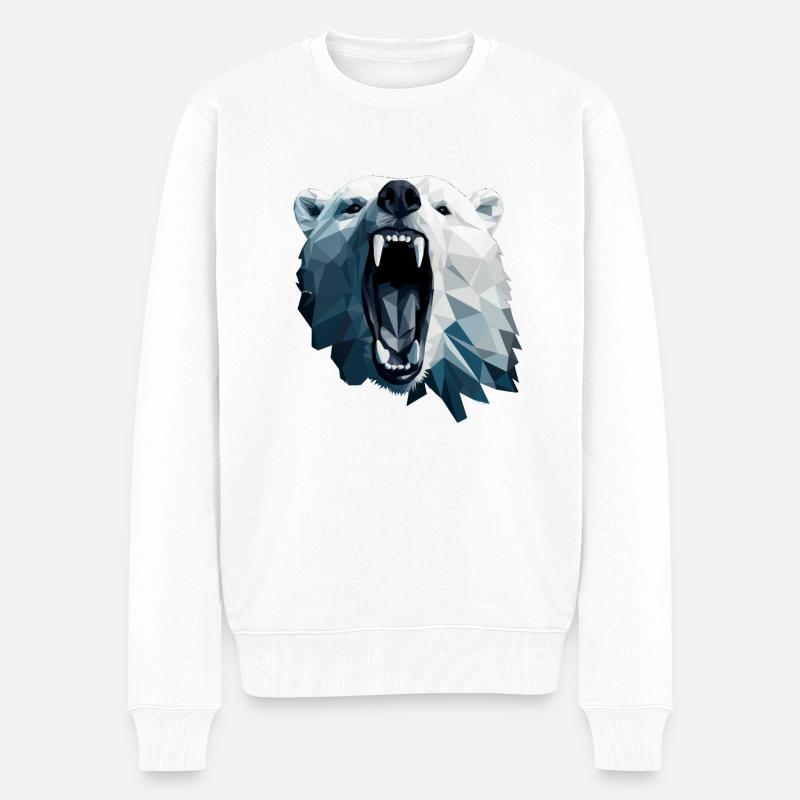 Ours polaire de style géométrique - Pull Premium bio Homme - blanc