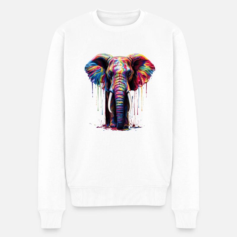 Éléphant arc-en-ciel - Pull Premium bio Homme - blanc