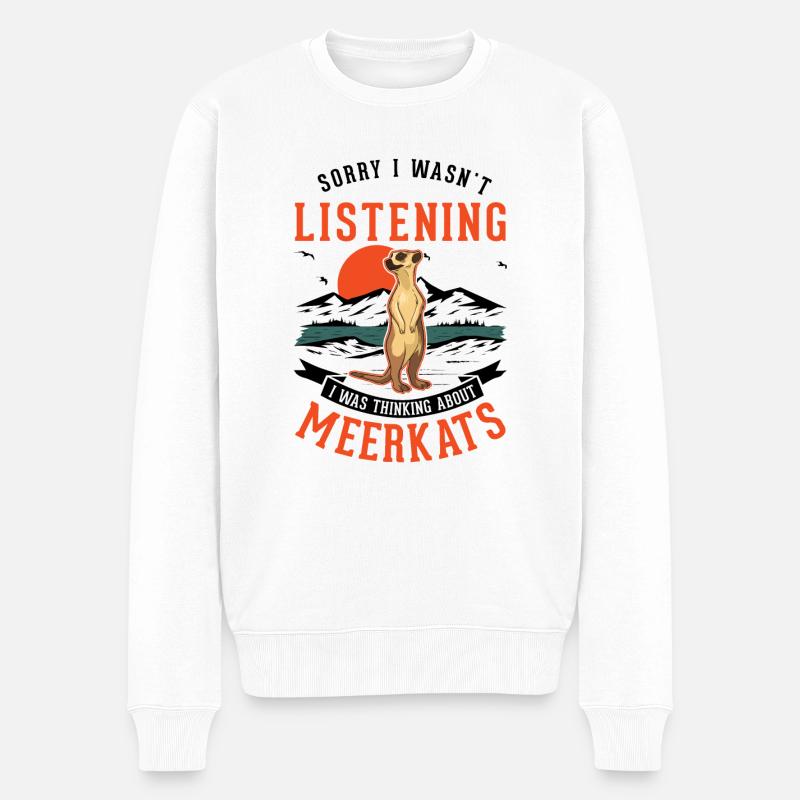 Erdmännchen Geschenk Meerkat - Männer Premium Bio Pullover - Weiß