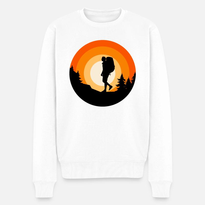 Wanderbekleidung Outdoor Backpacking Camping - Männer Premium Bio Pullover - Weiß