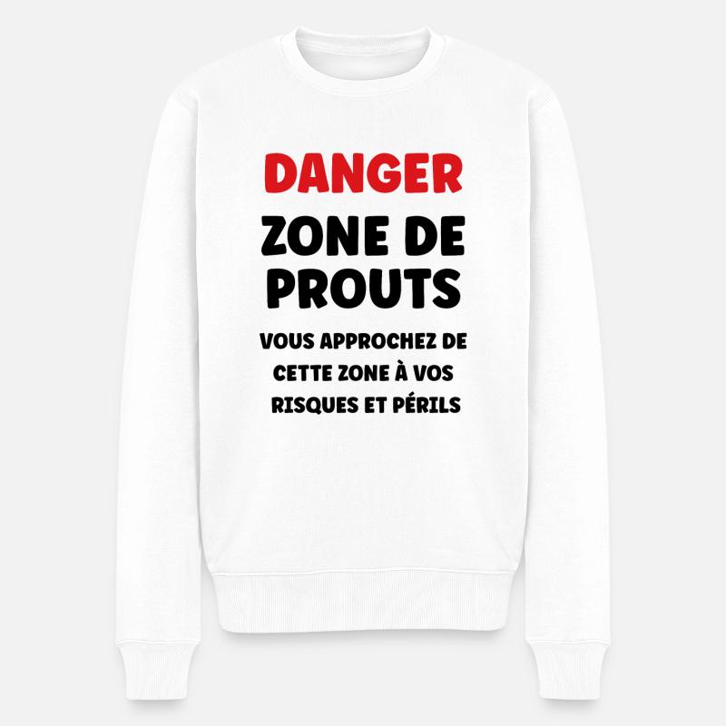 Danger zone de prout - Pull Premium bio Homme - blanc