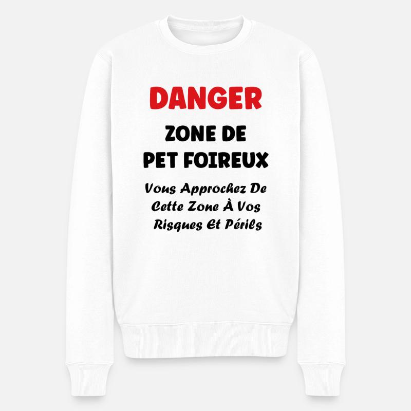 Danger zone de prout - Pull Premium bio Homme - blanc