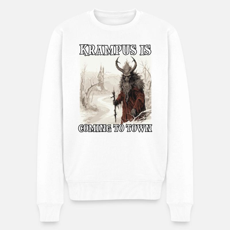 Krampus Maske | Krampus Kostüm Kramperl | - Männer Premium Bio Pullover - Weiß
