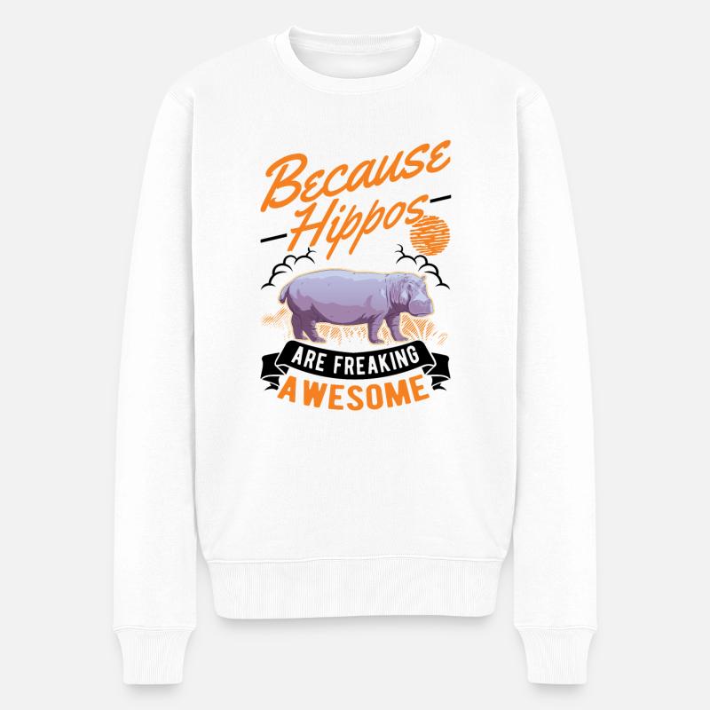 Hippopotame cadeau hippopotame hippopotame - Pull Premium bio Homme - blanc