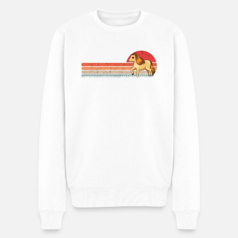 Shetland Pony Retro - Männer Premium Bio Pullover - Weiß