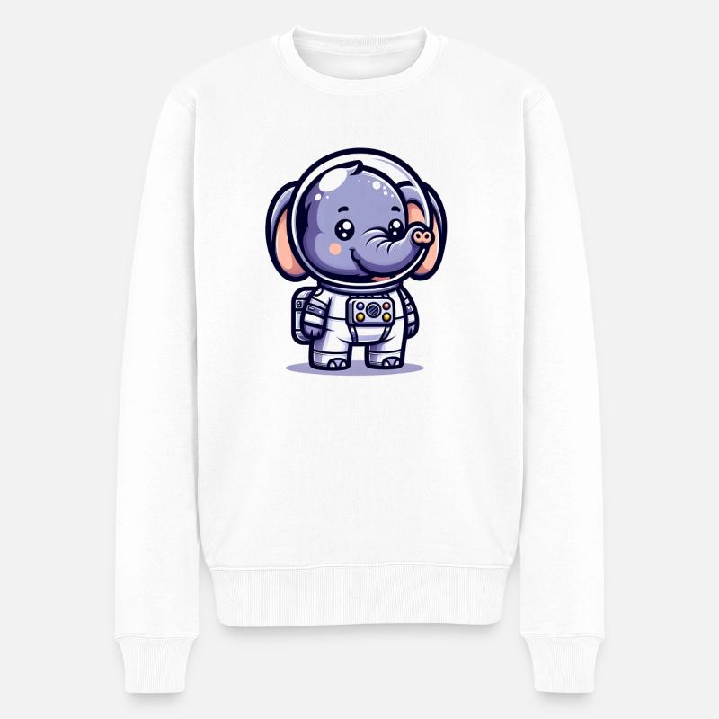 Éléphant mignon astronaute - Pull Premium bio Homme - blanc