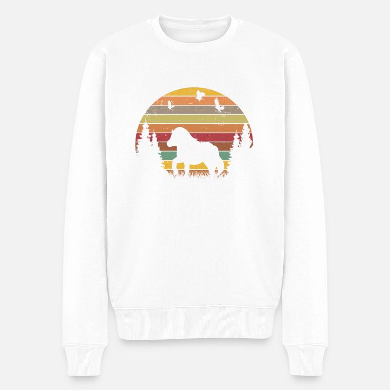 Shetland Pony Retro - Männer Premium Bio Pullover - Weiß