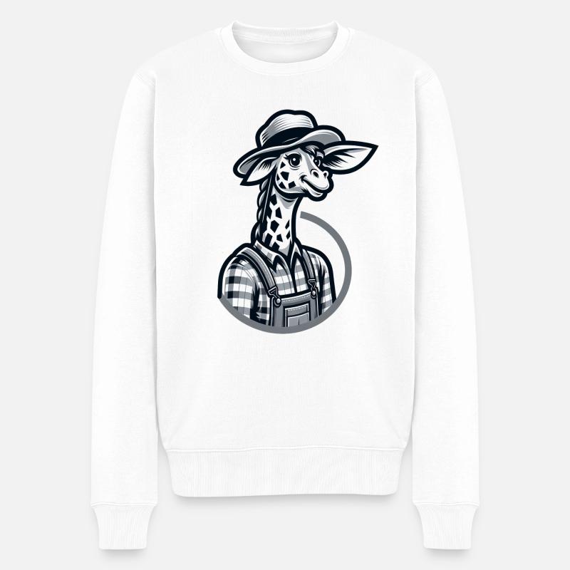 Fermier de girafe mignon - Pull Premium bio Homme - blanc