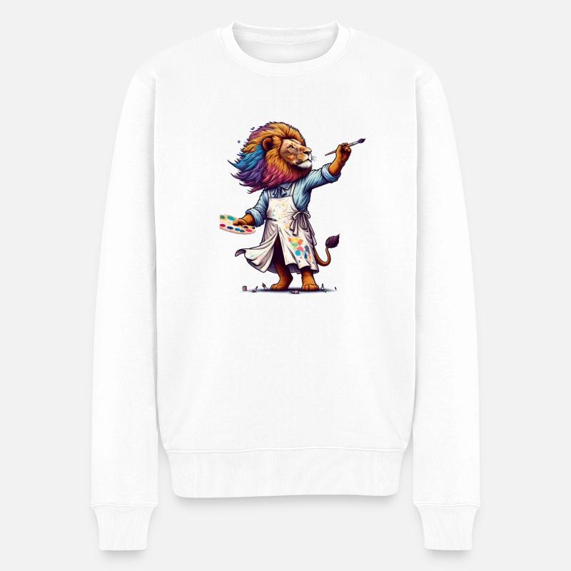 Artiste Lion mignon - Pull Premium bio Homme - blanc