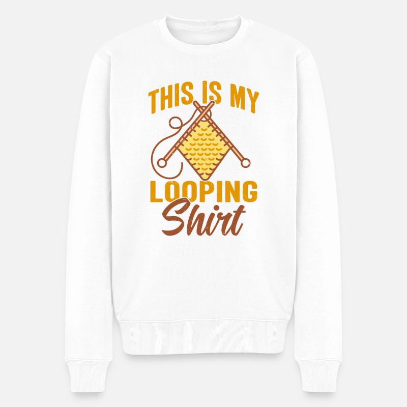 Lustiges Häkeln Design - Männer Premium Bio Pullover - Weiß