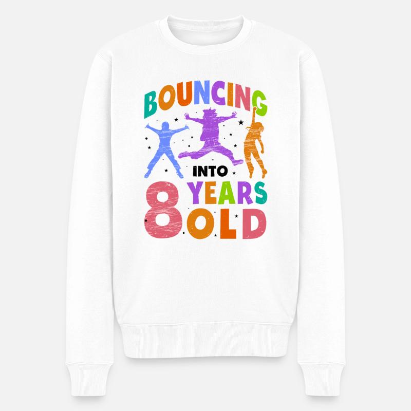 Trampolin Lover 8. Geburtstag Party Springen - Männer Premium Bio Pullover - Weiß