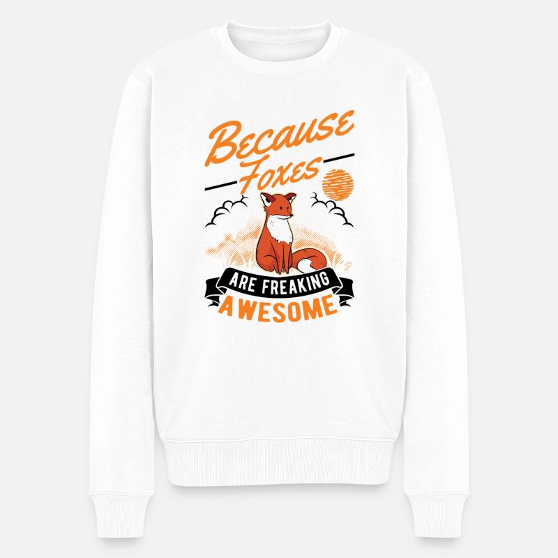 Fuchs Geschenk Rotfuchs - Männer Premium Bio Pullover - Weiß