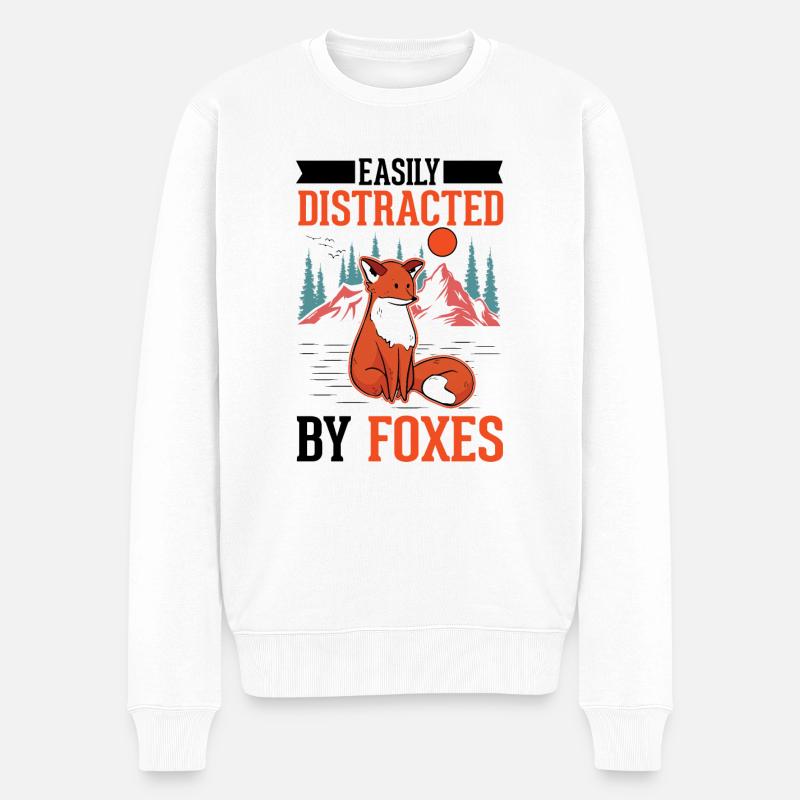 Fuchs Geschenk Rotfuchs - Männer Premium Bio Pullover - Weiß