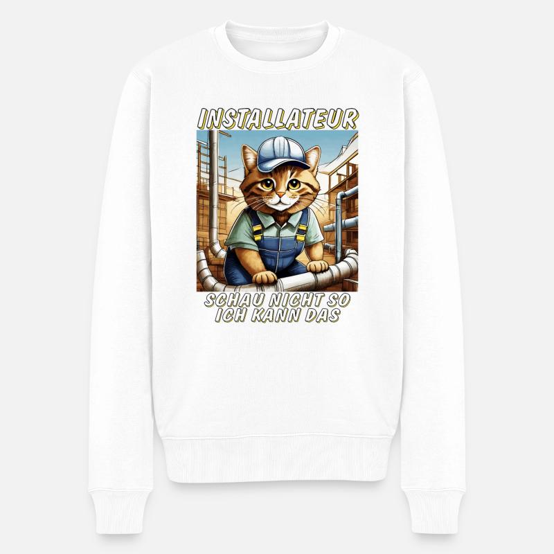 INSTALLATEUR DE CHAT - Pull Premium bio Homme - blanc
