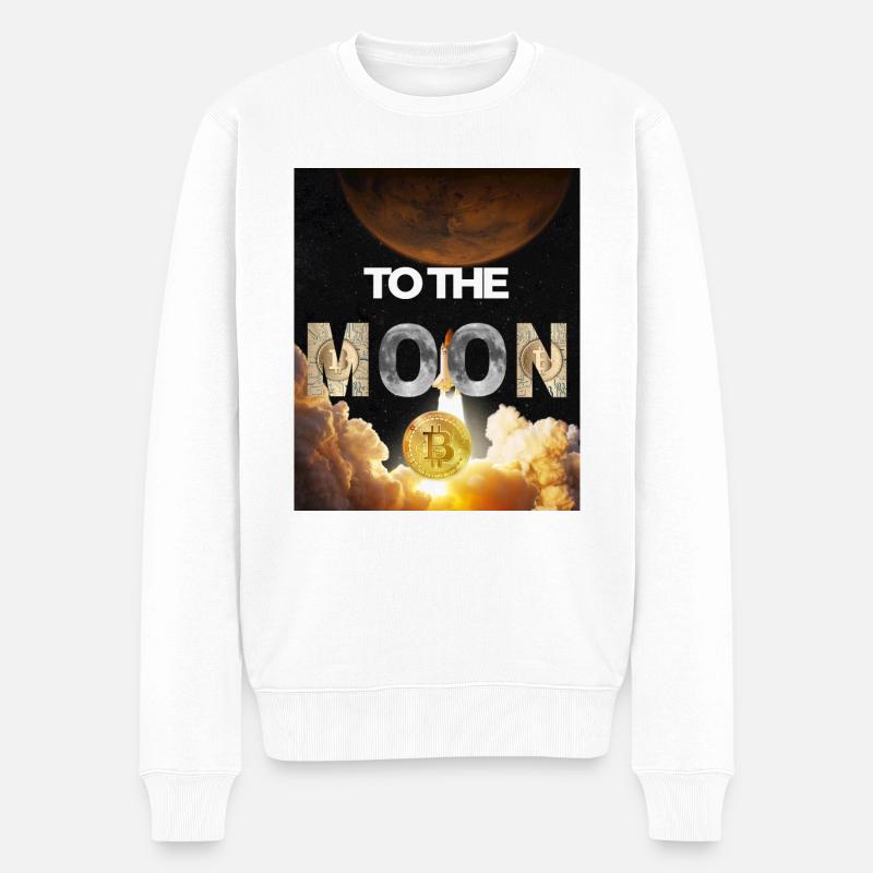 Bitcoin to the Moon – Variante 2 - Männer Premium Bio Pullover - Weiß