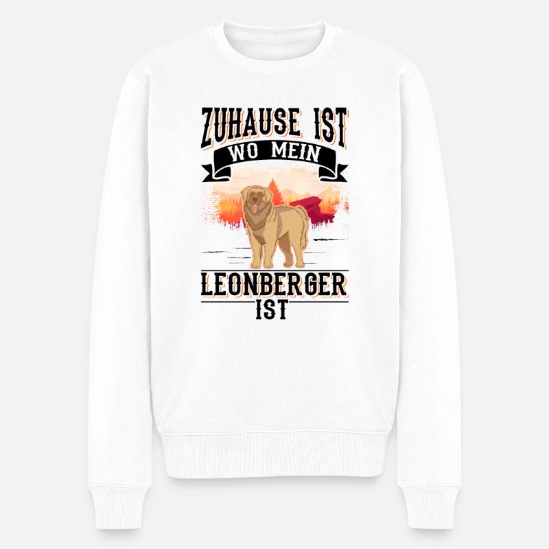 Zuhause ist wo mein Leonberger ist - Männer Premium Bio Pullover - Weiß