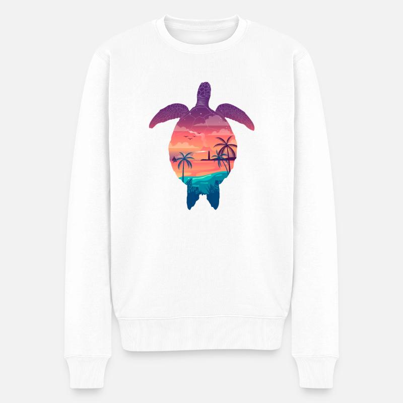 Bunte Schildkröte - Männer Premium Bio Pullover - Weiß