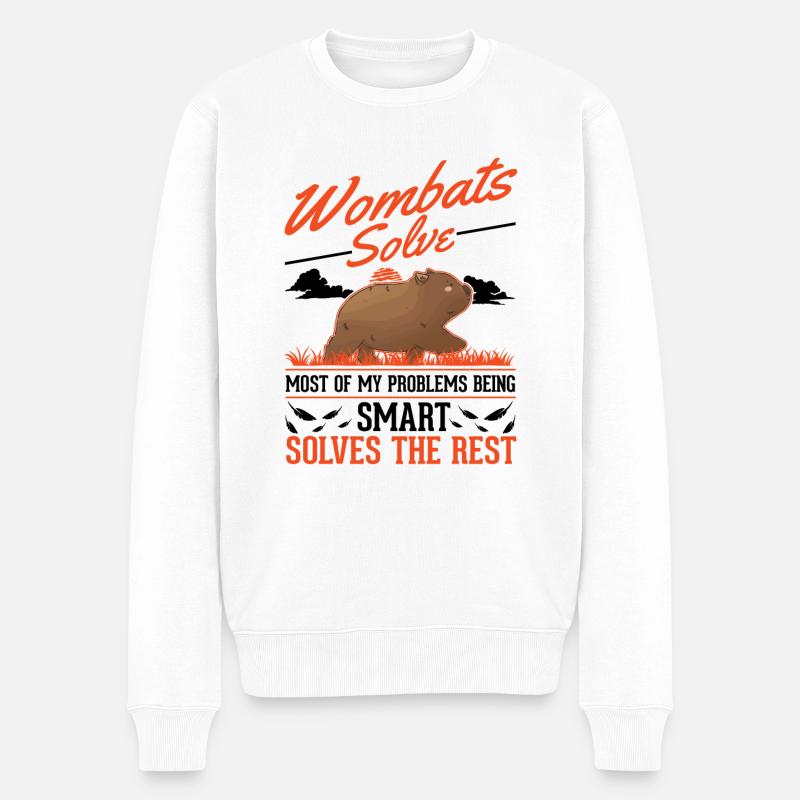 Australischer Wombat - Männer Premium Bio Pullover - Weiß