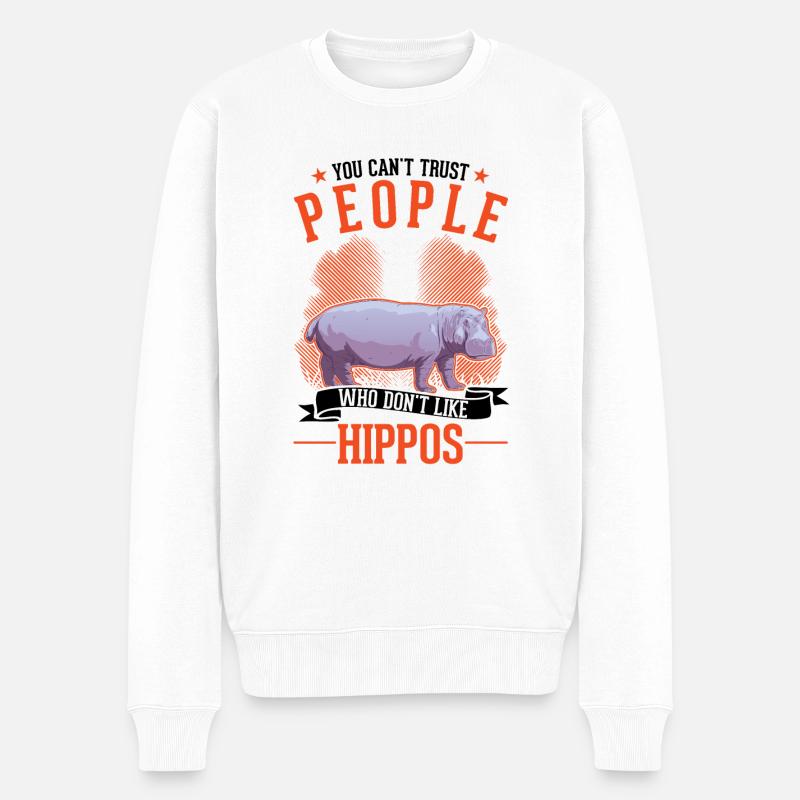 Amoureux de l’hippopotame Hippopotame Hippopotame - Pull Premium bio Homme - blanc