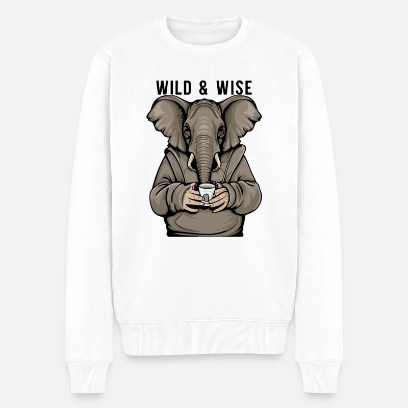 ÉLÉPHANTS - Pull Premium bio Homme - blanc