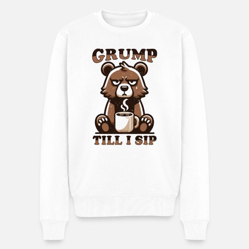 Grumpy bear with coffee - Men's Premium Organic Jumper - white