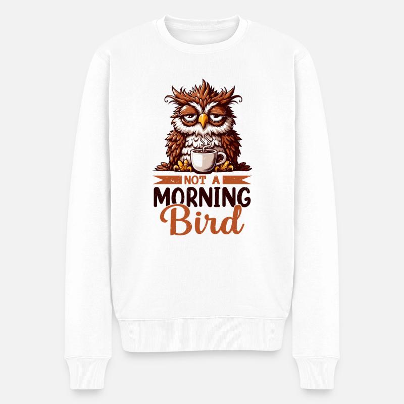 Grumpy owl with coffee - Men's Premium Organic Jumper - white