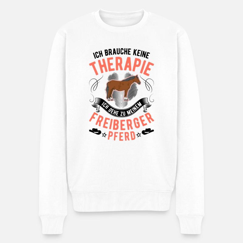 Freiberger Pferd Therapie - Männer Premium Bio Pullover - Weiß