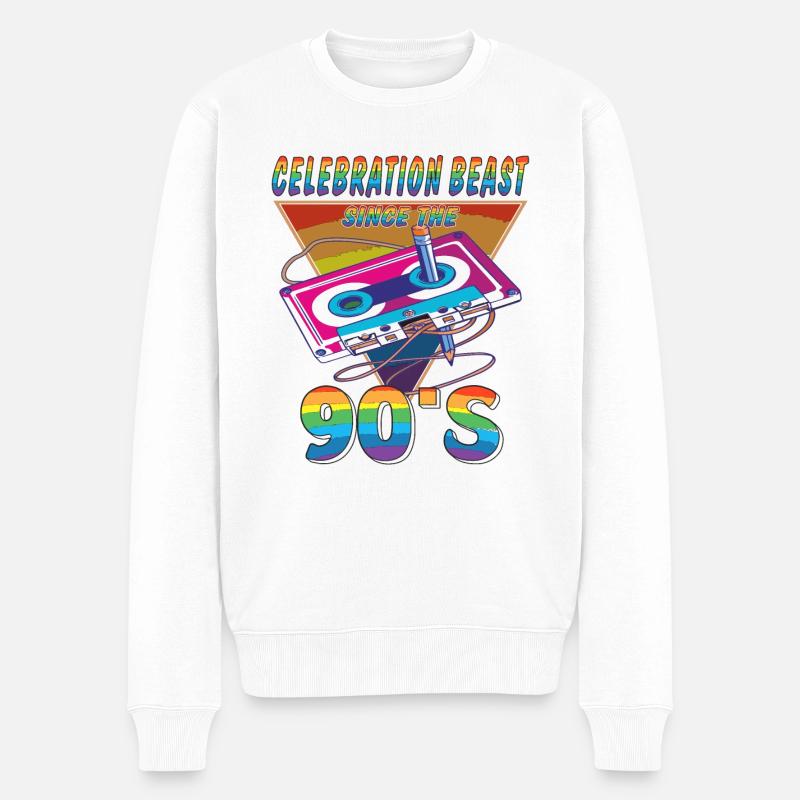 CASSETTE CELEBRATION BEAST ANNÉES 90 - Pull Premium bio Homme - blanc