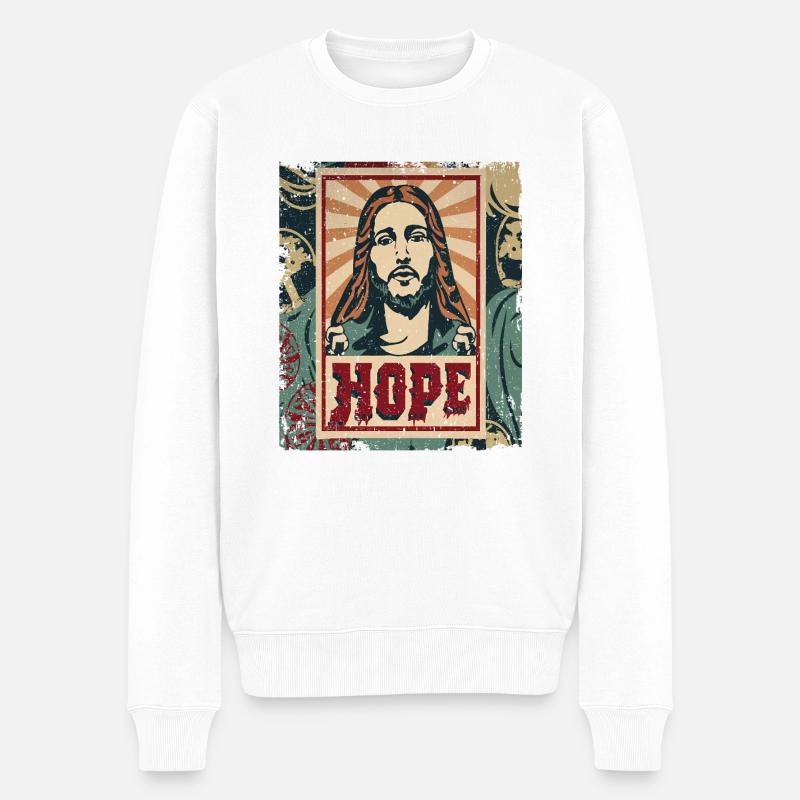 L’espérance de Jésus - Pull Premium bio Homme - blanc