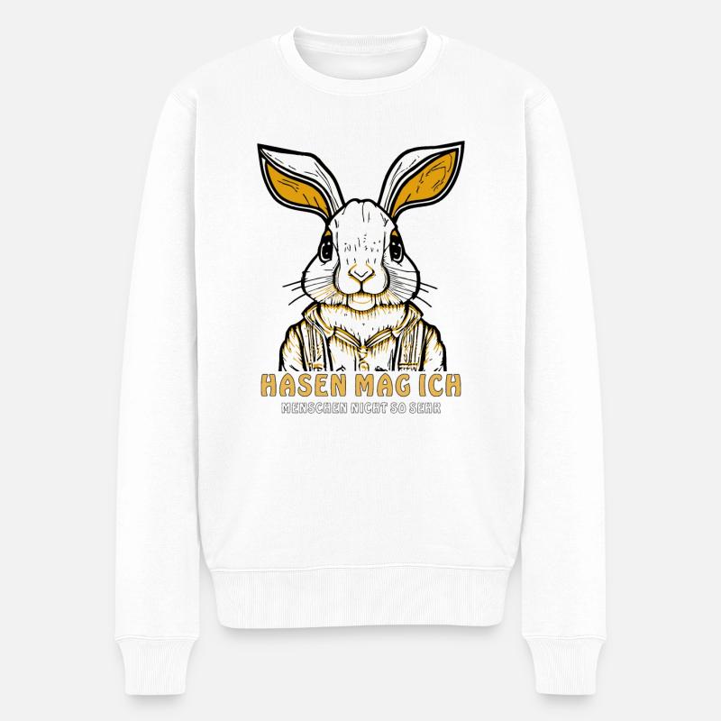 HASE HASEN MAG ICH - Männer Premium Bio Pullover - Weiß
