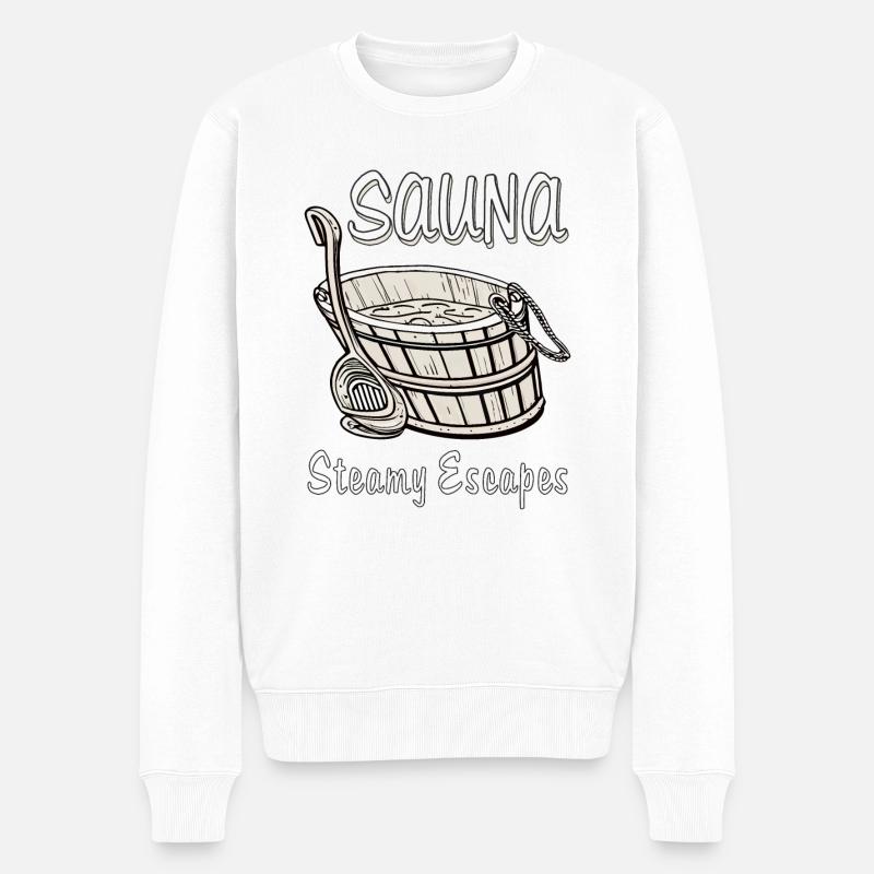 SAUNA Steamy Escapes - Männer Premium Bio Pullover - Weiß