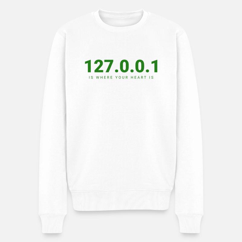 Sentez-vous chez vous, code – 127.0.0.1 - Pull Premium bio Homme - blanc