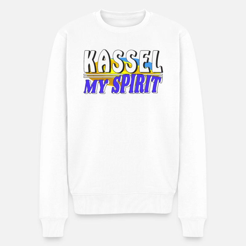 KASSEL MY SPIRIT - Männer Premium Bio Pullover - Weiß