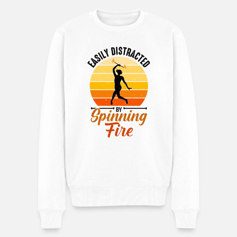 Feuerbaton Feuertanz Feuertänzer Feuertänzerin - Männer Premium Bio Pullover - Weiß