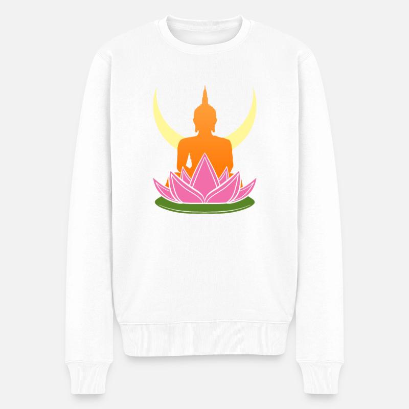 Buddha Mönch Namaste Buddhismus I Geschenk - Männer Premium Bio Pullover - Weiß