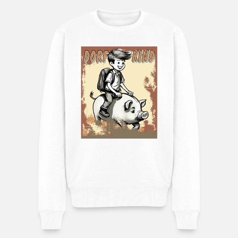 SCHWEIN KIND JUNGE - Männer Premium Bio Pullover - Weiß