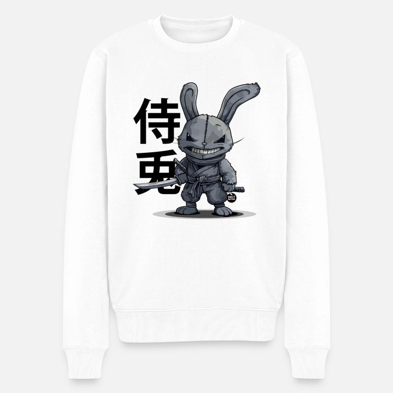 Samurai-Kaninchen - Männer Premium Bio Pullover - Weiß