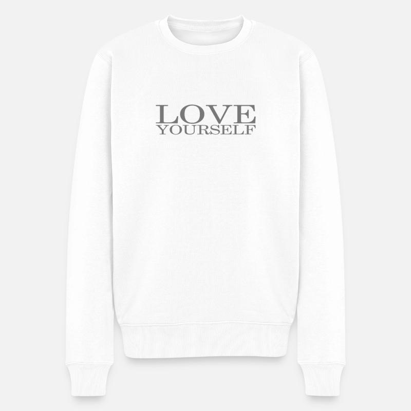 Selbstliebe love yourself - Männer Premium Bio Pullover - Weiß