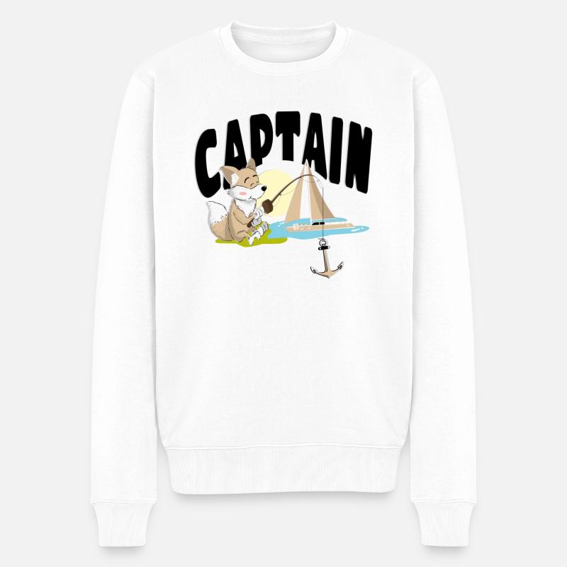 Lustiger Kapi - Männer Premium Bio Pullover - Weiß