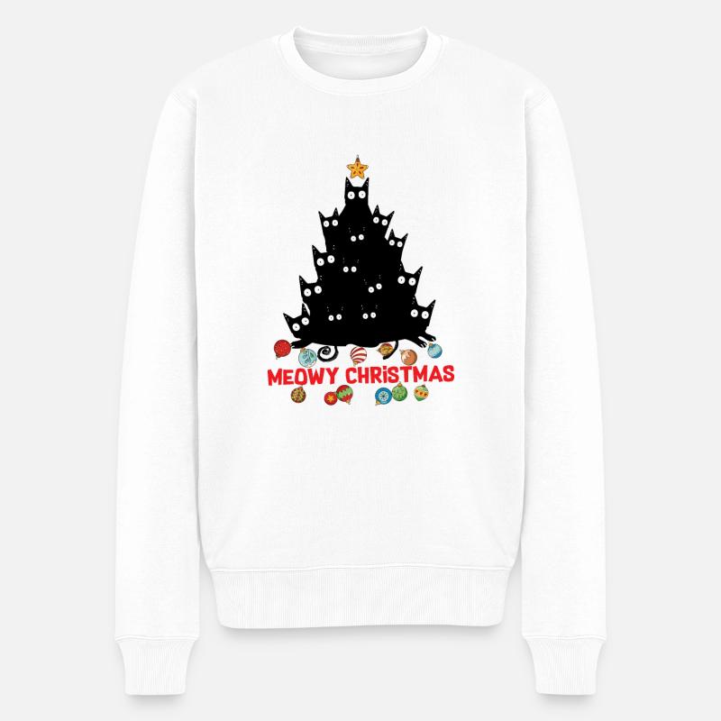 Katzenbaum - Männer Premium Bio Pullover - Weiß