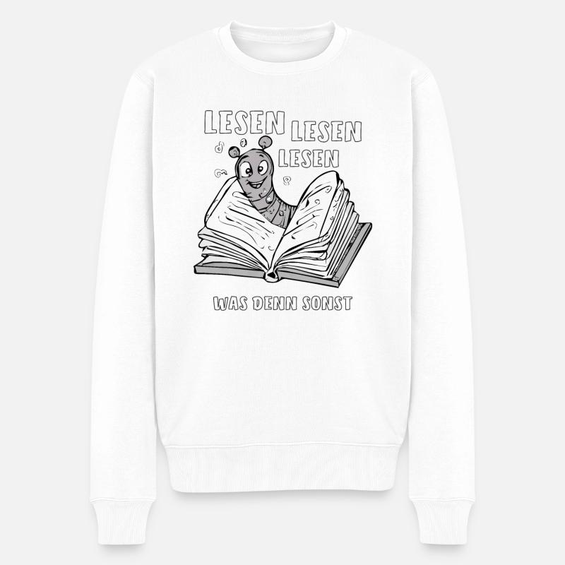 LIRE LE LIVRE DES VERS - Pull Premium bio Homme - blanc