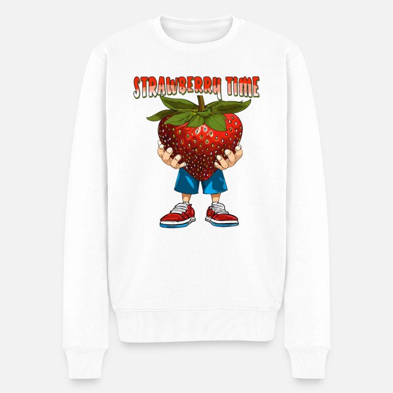 ERDBEERE STRAWBERRY TIME - Pull Premium bio Homme - blanc
