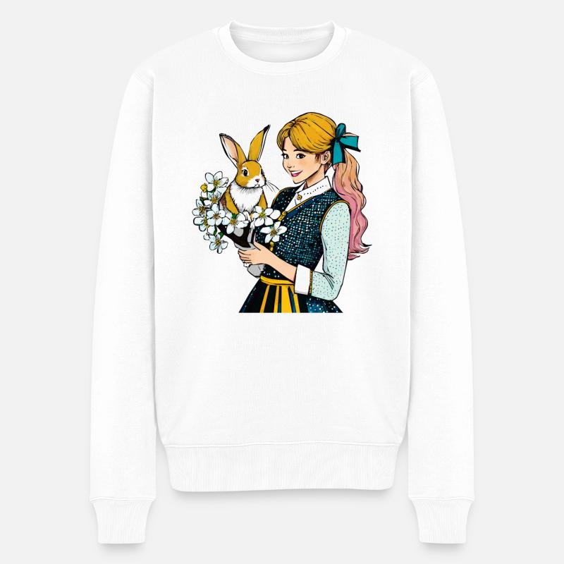 FRAU HASE BLUME - Männer Premium Bio Pullover - Weiß