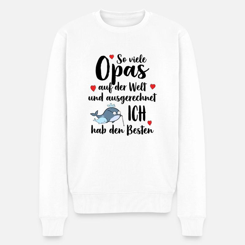 Bester Opa So Viele Opas Ich Hab Den Besten - Männer Premium Bio Pullover - Weiß