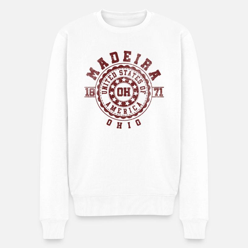 Madeira OH | Ohio Souvenir & Geschenk - Männer Premium Bio Pullover - Weiß