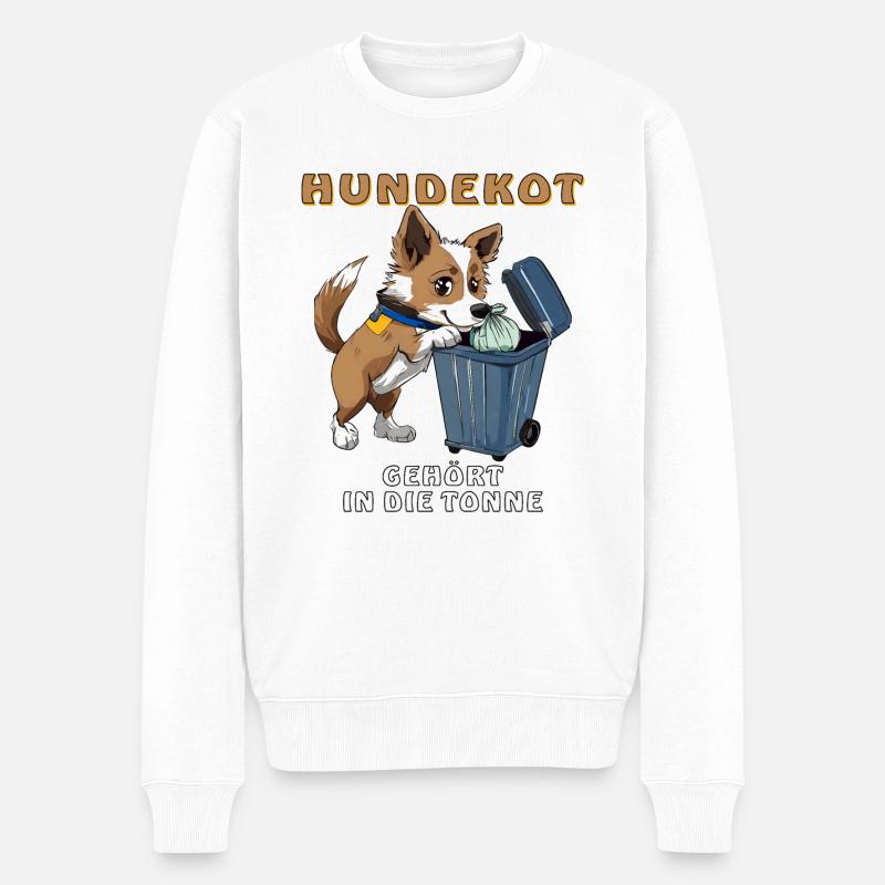 HUNDEKOT GEHÖRT IN DIE MÜLLTONNE - Männer Premium Bio Pullover - Weiß